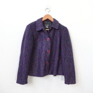 Vintage Tweed Blazer Women Size 8 Purple Suit Coat Medium Light USA REQUIREMENTS